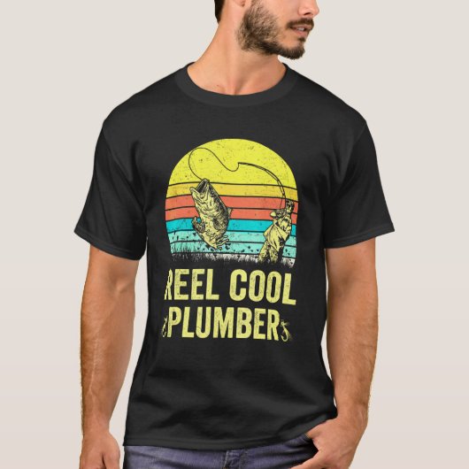 メンズヴィンテージリカッコいいールプラマー魚魚釣り父 Tシャツ (正面)