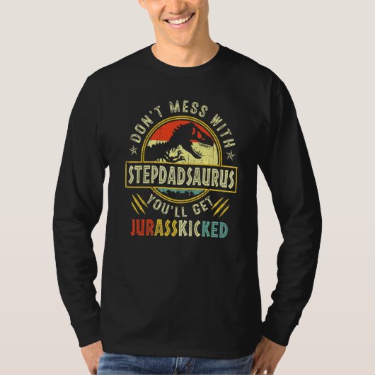 メンズヴィンテージレトロシュテpdadsaurus恐竜レックスファス tシャツ (正面)