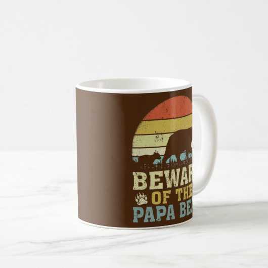 メンズヴィンテージレトロパパベアに注意 コーヒーマグカップ (正面右)