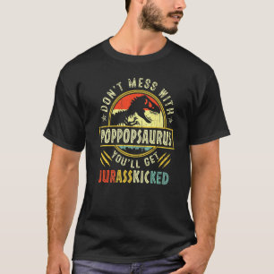 メンズヴィンテージレトロポップ・アートのポプサウルス恐竜レックスファス Tシャツ