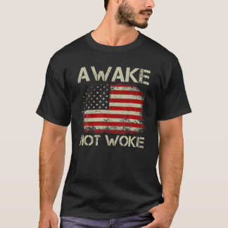 メンズヴィンテージ旧米国国旗の目覚めていない Tシャツ