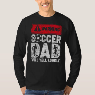 メンズヴィンテージ警告のサッカーパパが大声でFを叫ぶ Tシャツ