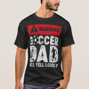 メンズヴィンテージ警告のサッカーパパが大声でFを叫ぶ Tシャツ