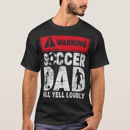 メンズヴィンテージ警告のサッカーパパが大声でFを叫ぶ Tシャツ (正面)