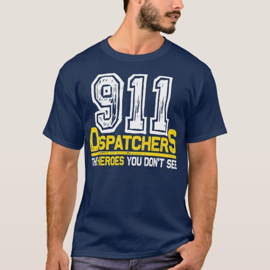 メンズ中911ディスパッチャ・ヒーロー Tシャツ (正面)