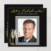 メンズ任意の数の写真の誕生日パーティー 招待状 (正面/裏面)