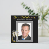 メンズ任意の数の写真の誕生日パーティー 招待状 (スタンド正面)