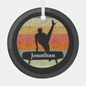 メンズ体操男子ギムナストカスタムクリスマス ガラスオーナメント (正面)