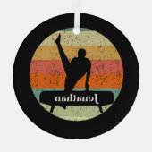メンズ体操男子ギムナストカスタムクリスマス ガラスオーナメント (裏面)