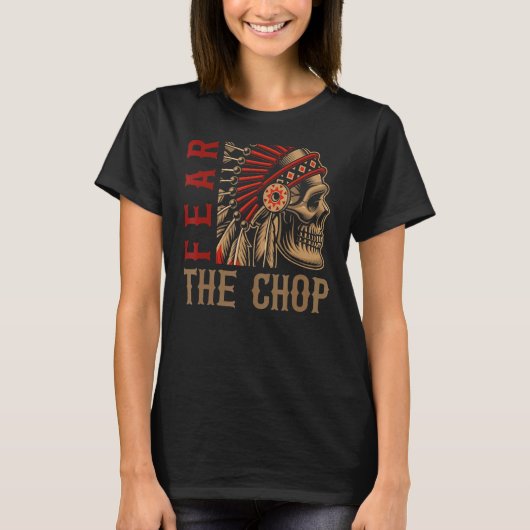 メンズ先住民アメリカインディアンスカル Tシャツ (正面)