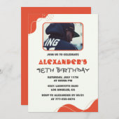 メンズ写真48歳の誕生日招待状赤モダン 招待状 (正面/裏面)