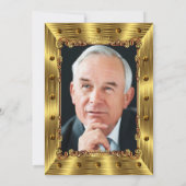 メンズ写真60th誕生日パーティーキングクラウン金ゴールド 招待状 (裏面)