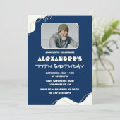 メンズ写真77歳の誕生日招待状 招待状 (スタンド正面)