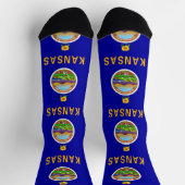 メンズ地球に優しクルソックスとカンザス州旗 ソックス (上部)