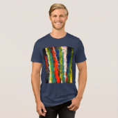 メンズ垂直ストライプ トライブレンドTシャツ (正面全面)
