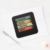 メンズ夫パパ消防士ヒーロー消防士 スクエアシール (封筒)