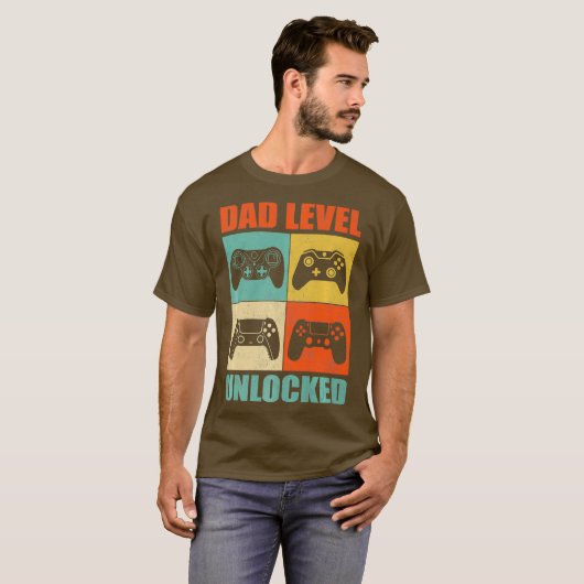 メンズ妊娠告知パパレベルのロック解除 Tシャツ (正面フル)
