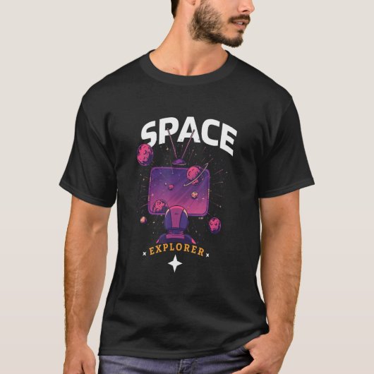 メンズ宇宙飛行士ヘルメッ太陽のトシステムテレビ Tシャツ (正面)