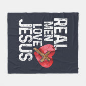 メンズ実在ラブイエズスハートクロス フリースブランケット (正面(横))