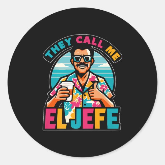 メンズ彼らは私をエル・ジェフェFunnのボスと呼スペインのぶ ラウンドシール (正面)