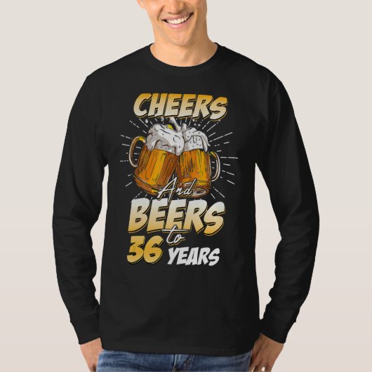メンズ応援とビール36歳36歳の誕生日 Tシャツ (正面)
