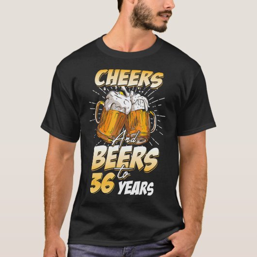 メンズ応援とビール36歳36歳の誕生日 Tシャツ (正面)