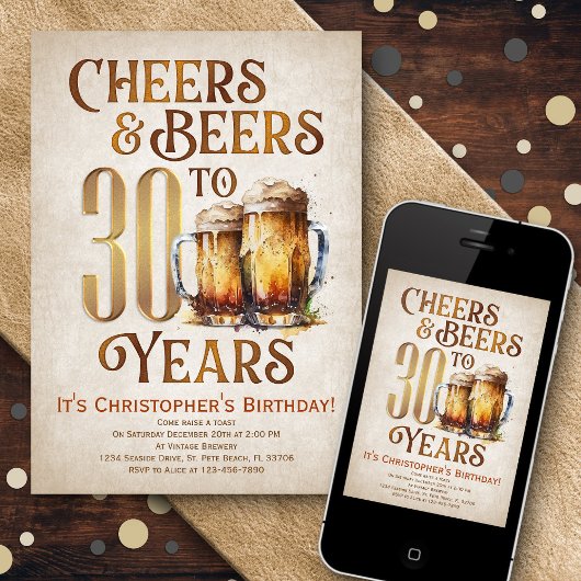 メンズ応援&ビーおもしろいズ30歳の誕生日 招待状