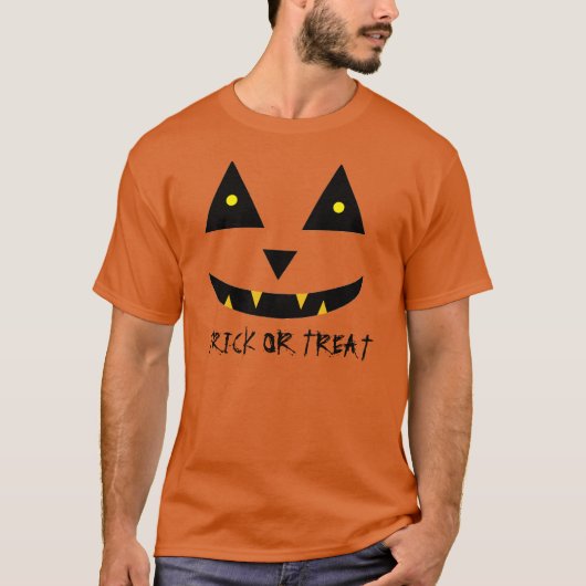 メンズ怖いカボチャ顔ハロウィーンTシャツ Tシャツ (正面)