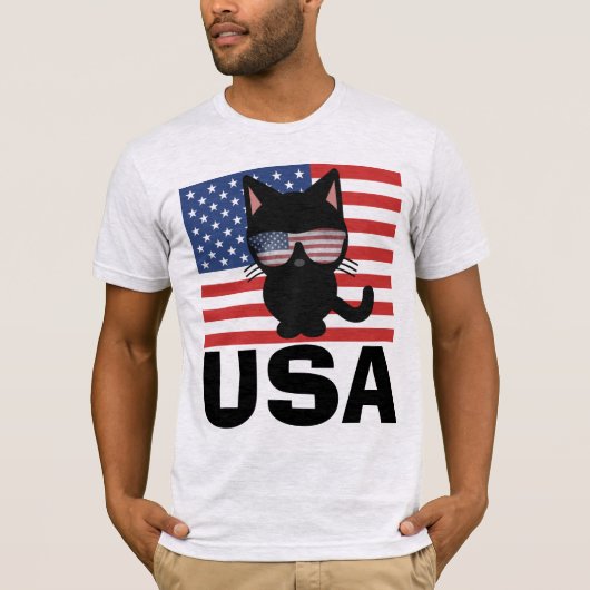 メンズ愛国猫Tシャツ Tシャツ (正面)