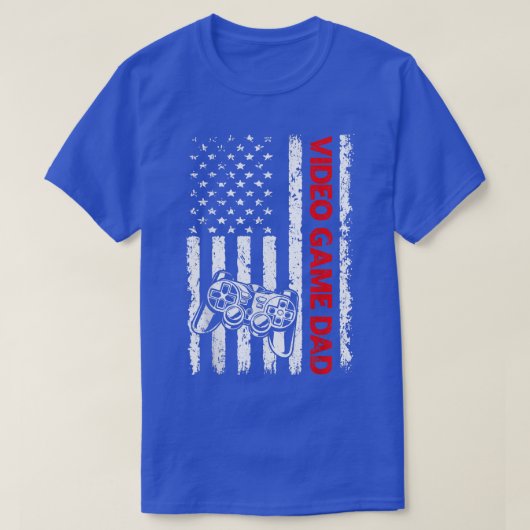 メンズ愛国的なビデオゲームパパアメリカ国旗の男性Fa Tシャツ (デザイン正面)