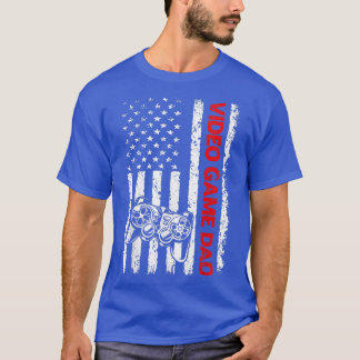 メンズ愛国的なビデオゲームパパアメリカ国旗の男性Fa Tシャツ
