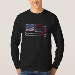 メンズ愛国的アメリカ国旗のゴルフ7月パパ4日 Tシャツ