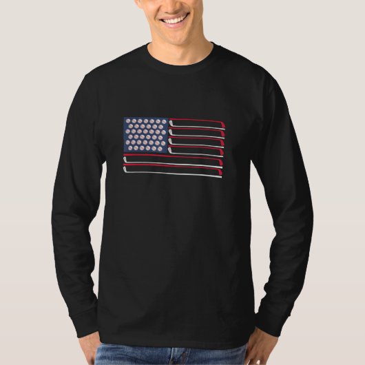 メンズ愛国的アメリカ国旗のゴルフ7月パパ4日 Tシャツ (正面)