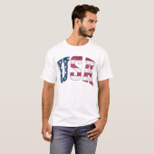 メンズ愛国的USA国旗の短い袖グラフィック Tシャツ (正面フル)