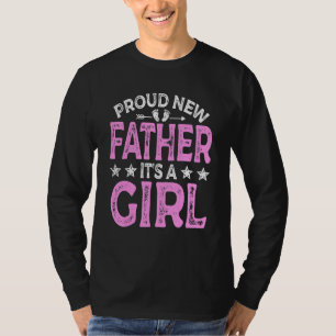 メンズ新誇りを持ったしい父親その女の子ジェンダーBabを明かす Tシャツ