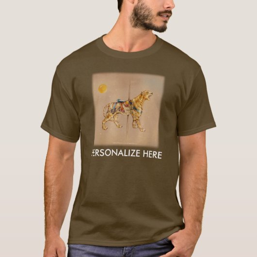 メンズ暗いティー-回転木馬のトラ Tシャツ (正面)