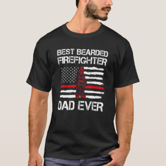 メンズ最高のひげ消防士パパエバーダディ火災 Tシャツ