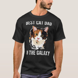 メンズ最高のキャットパパインザ銀河系ファーザデイキャット Tシャツ