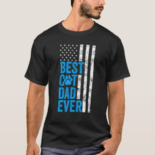 メンズ最高のキャットパパEVER AMERICAN FLAG CAT FATERS Tシャツ
