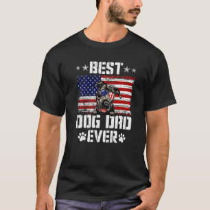 メンズ最高のドッグパパエバーピットブルアメリカ国旗4日 Tシャツ