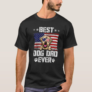 メンズ最高のドッグパパエバーラブラドールアメリカ国旗4日 Tシャツ