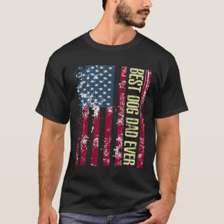 メンズ最高のドッグパパギフトシャツアメリカンフラッグFa Tシャツ
