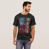 メンズ最高のドッグパパギフトシャツアメリカンフラッグFa Tシャツ (正面フル)