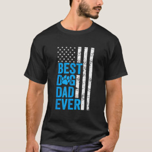 メンズ最高のドッグパパEVER AMERICAN FLAG DOG FATERS Tシャツ