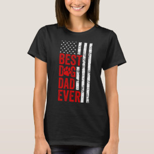 メンズ最高のドッグパパEVER AMERICAN FLAG DOG FATERS Tシャツ