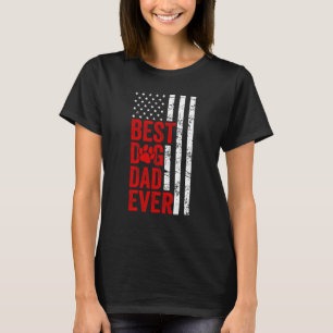 メンズ最高のドッグパパEVER AMERICAN FLAG DOG FATERS Tシャツ