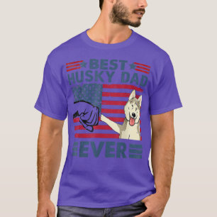 メンズ最高のハスキーパパエバーヴィンテージ犬の恋人 Tシャツ