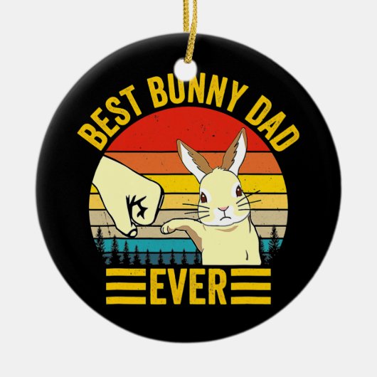 メンズ最高のバニーパパエバーヴィンテージラビット恋人 セラミックオーナメント (正面)