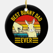 メンズ最高のバニーパパエバーヴィンテージラビット恋人 セラミックオーナメント (裏面)