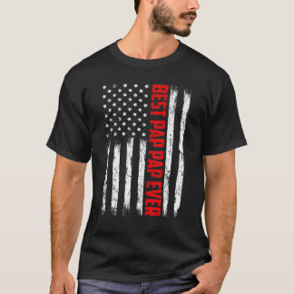 メンズ最高のパップパパパパップエバーアメリカ国旗の父の日 Tシャツ
